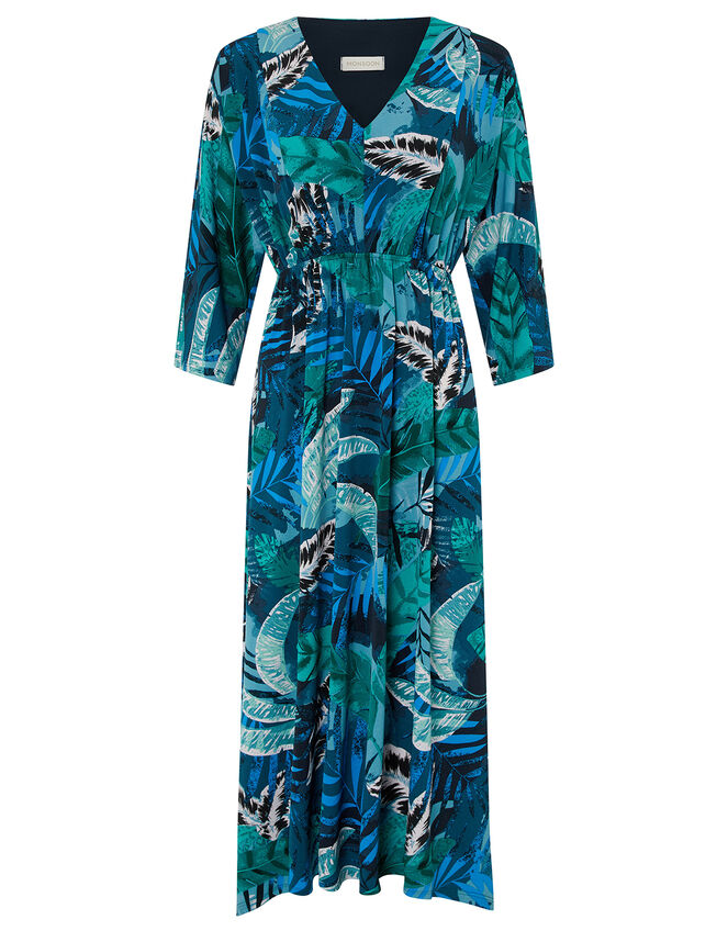 Sandra Palm Print Jersey Midi Dress, Multi (MULTI), large
