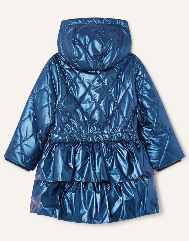 Lightweight Ruffle Hem Coat, Blue (NAVY), large