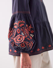 East Cerza Embroidered Top, Grey (CHARCOAL), large