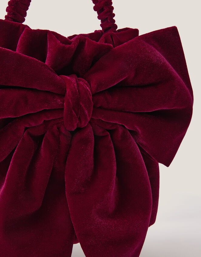 Ciri Bow Velvet Pouch Bag, , large