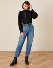Victoriana Lace Trim Blouse, Black (BLACK), large