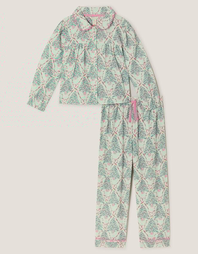 Christmas Tree Print Long Pyjamas Set, Green (GREEN), large