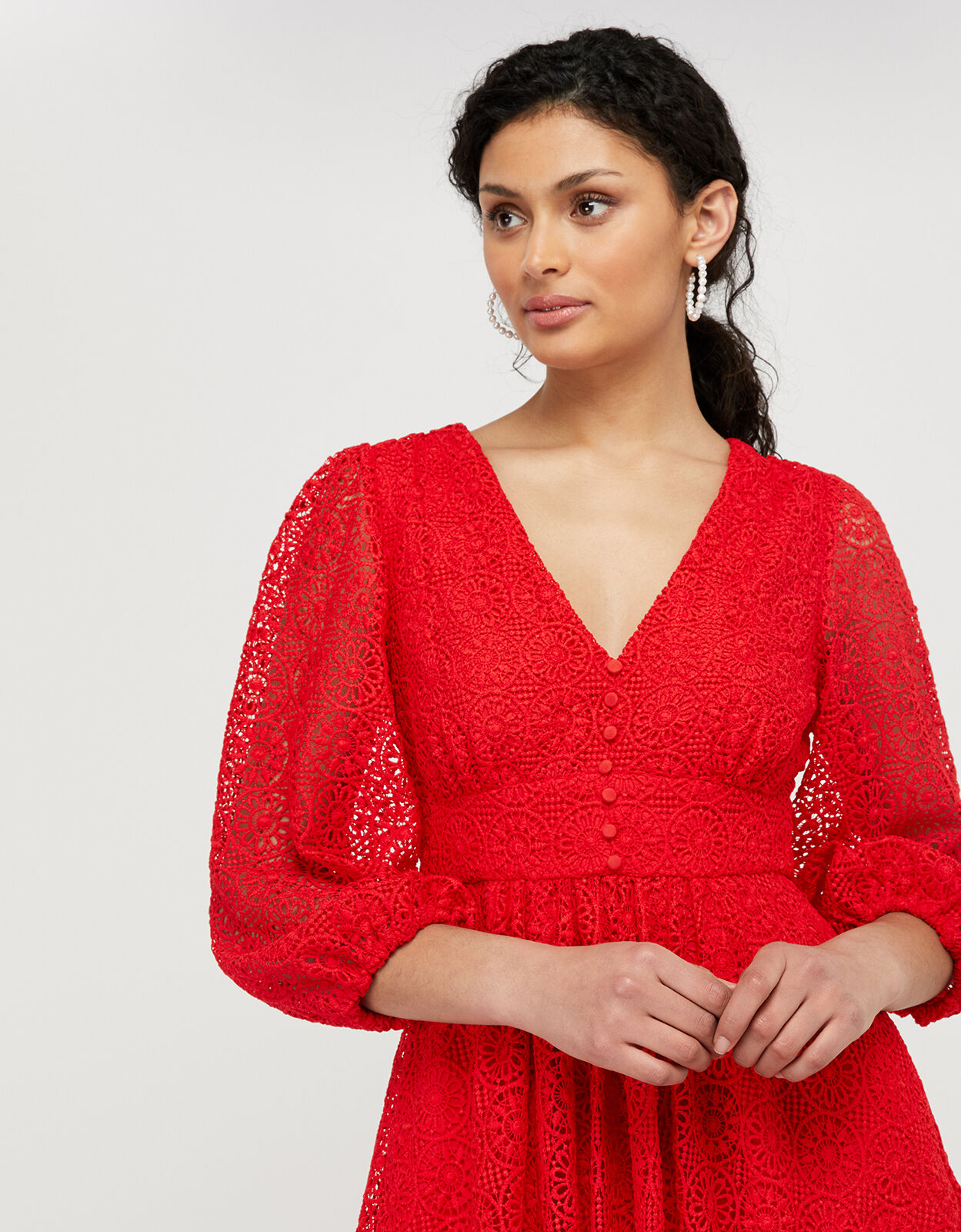 Monsoon red lace dress new arrivals