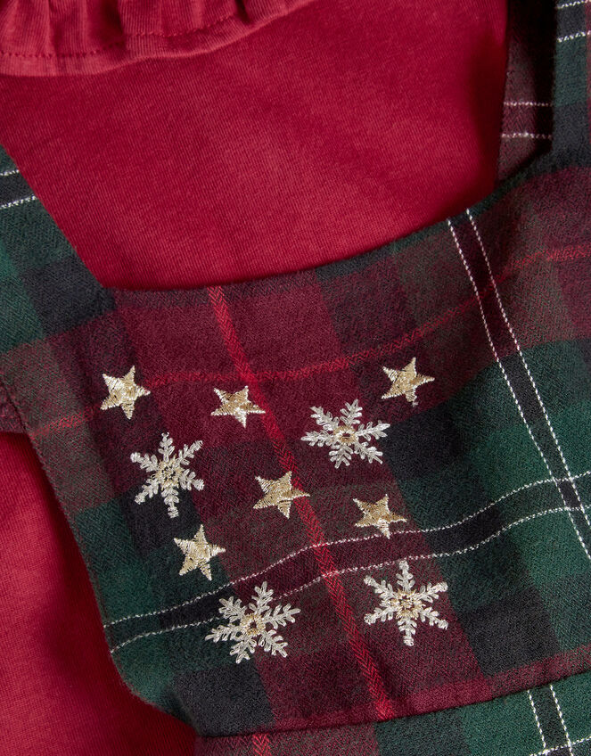 Baby Christmas Top & Tartan Pinafore Dress Set, Red (BURGUNDY), large