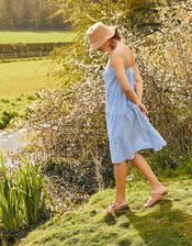 Gingham Dress in Pure Cotton, Blue (BLUE), large