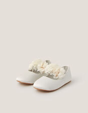 Baby Flower Pom Pom Walker Shoes, Ivory (IVORY), large