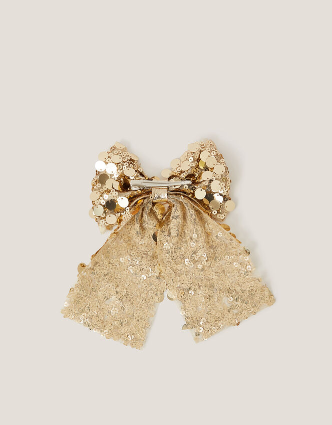 Sequin Bow Hair Clip, , large