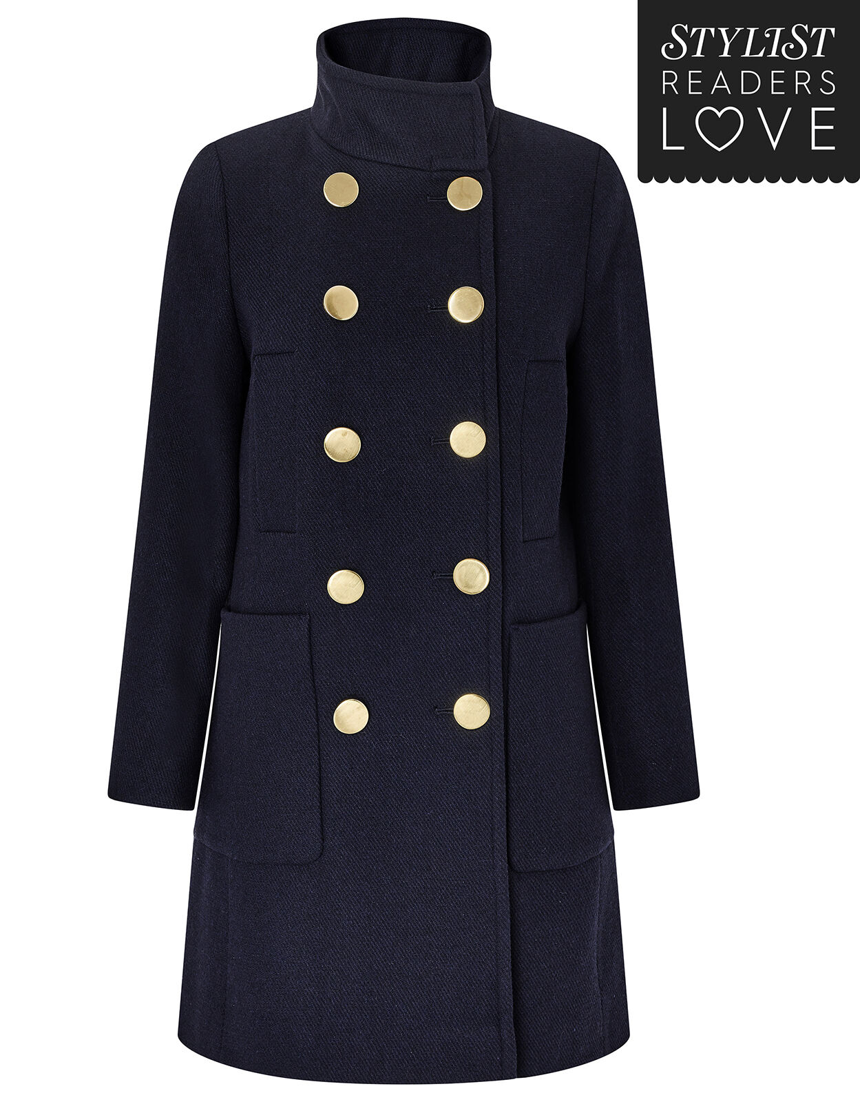 Louis Funnel Neck Coat Blue