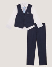 Harry Herringbone 4-Piece Suit, Blue (NAVY), large