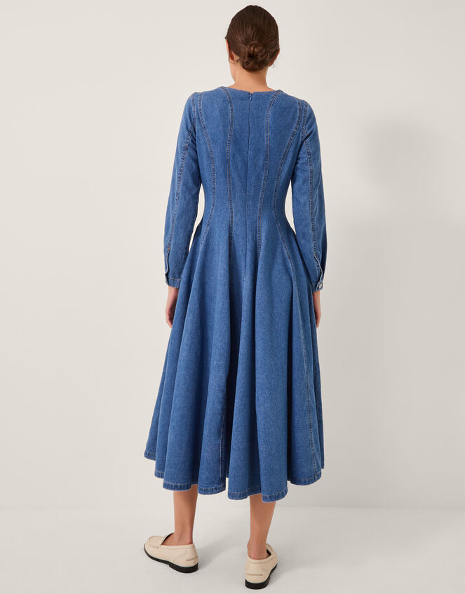 Isadora Denim Midi Dress, MID BLUE, large
