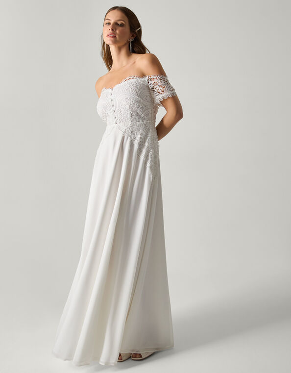 Maddie Off-Shoulder Wedding Dress, Ivory (IVORY), large