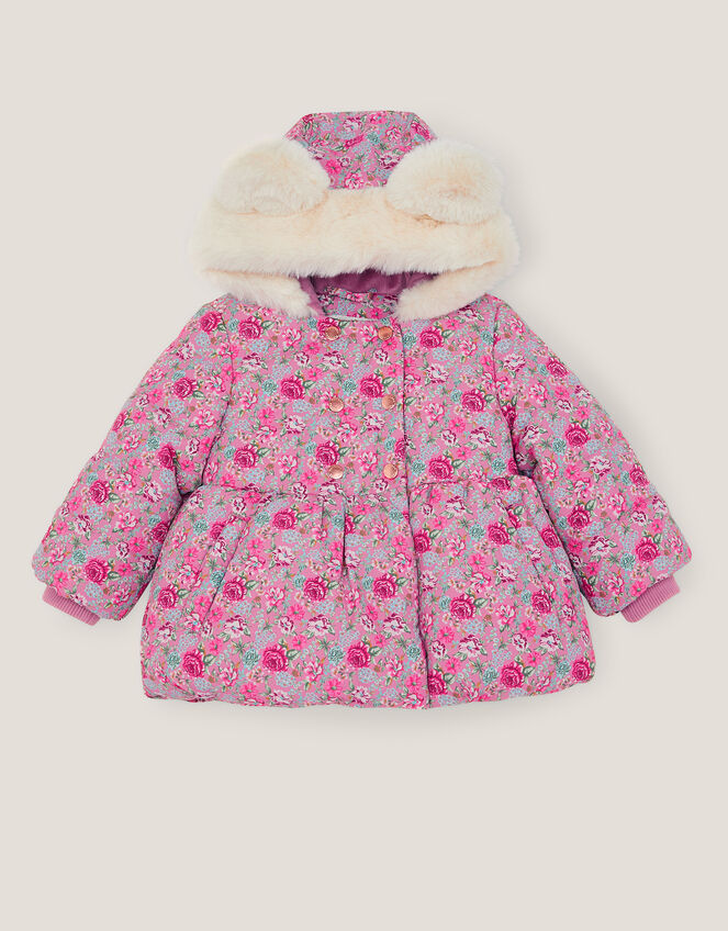 Baby Dolly Floral Print Padded Coat, Pink (PINK), large
