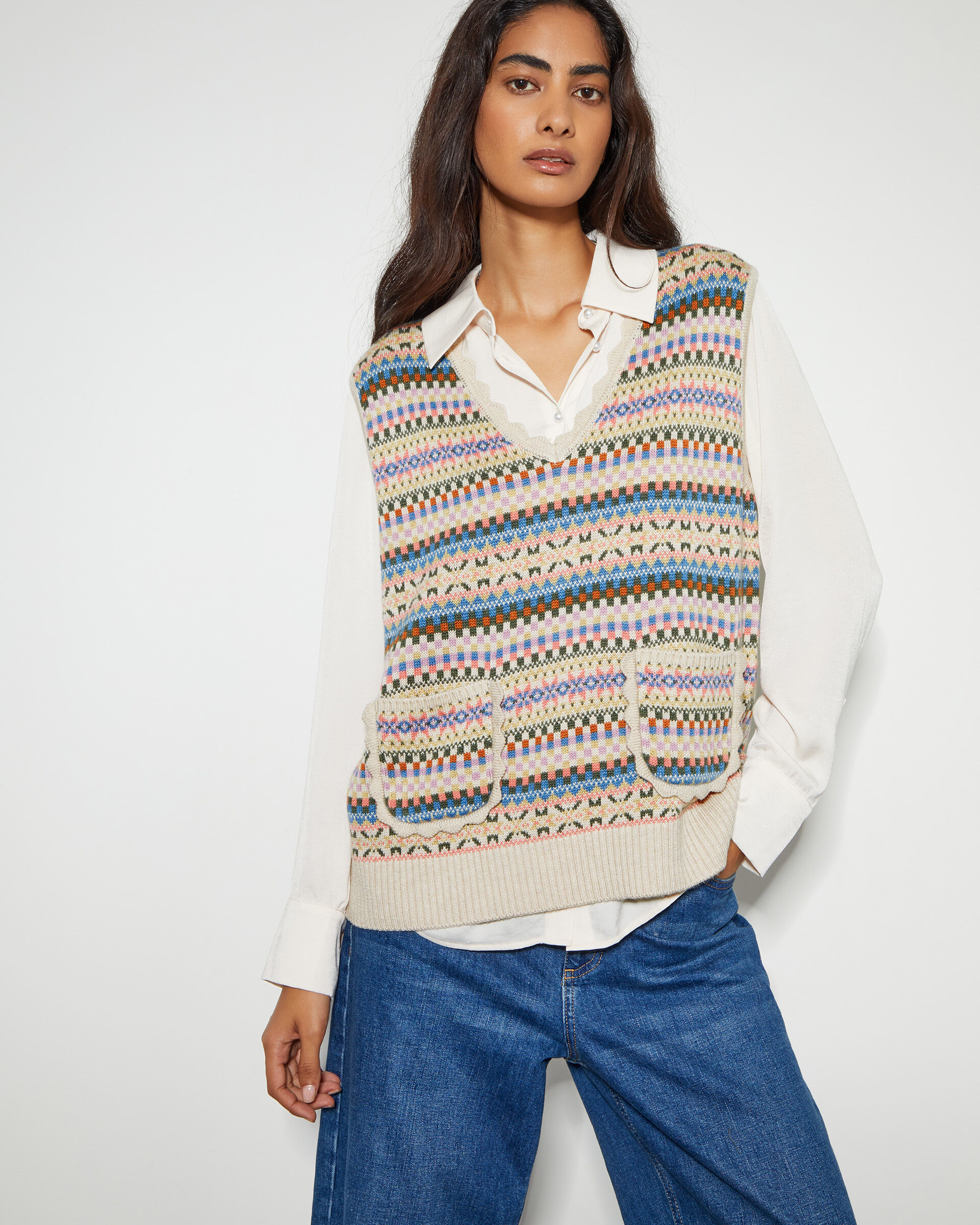 Women's fair isle sweater vest 2025