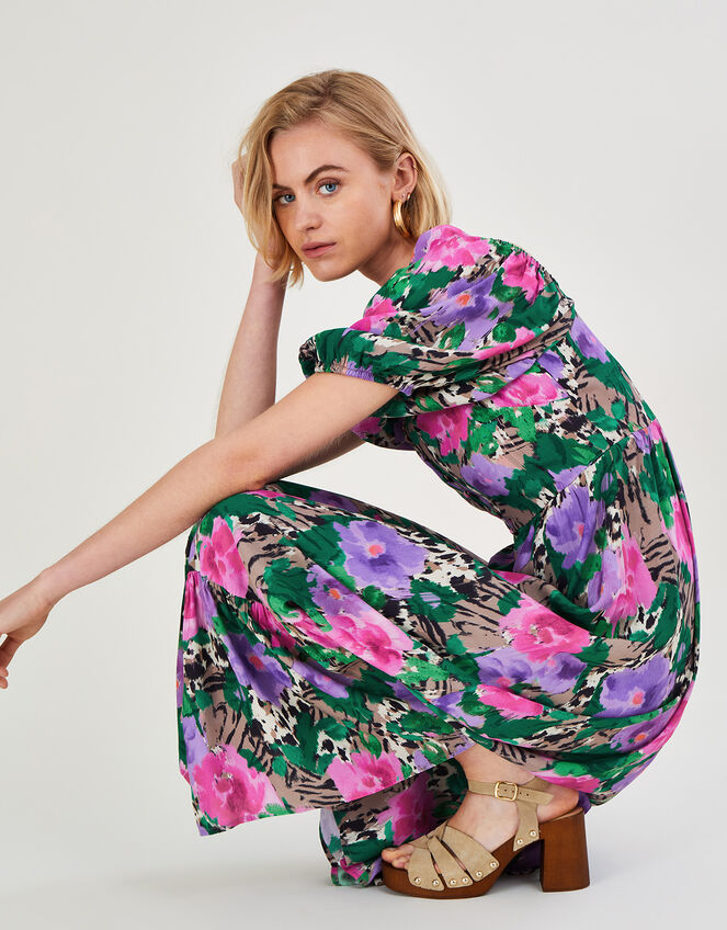 Effie Print Tea Dress in Sustainable Viscose, Camel (CAMEL), large