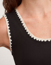 Teri Contrast Stitch Jersey Cami Top, Black (BLACK), large