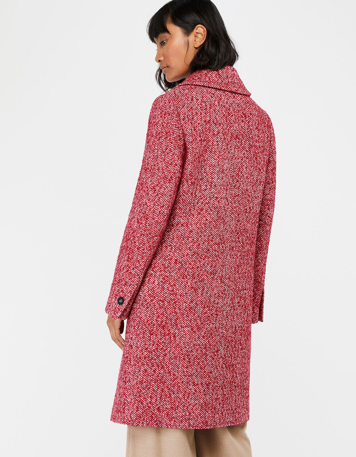 Red herringbone coat clearance