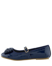 Adeline Beaded Bow Ballerina Shoes, Blue (NAVY), large