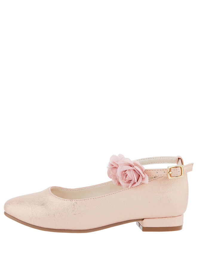 Princessa Shimmer Corsage Mini Heel Shoes, Gold (GOLD), large
