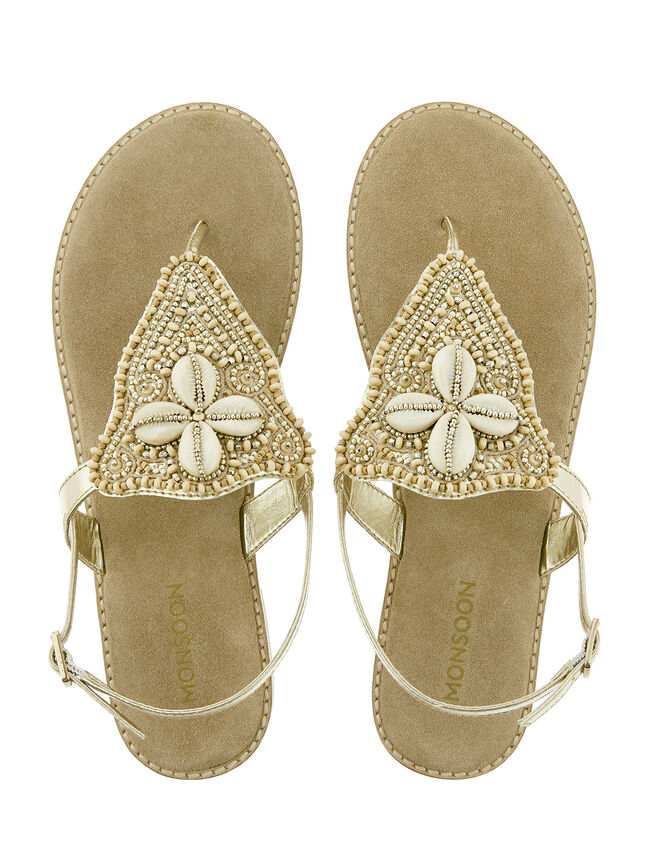Sheila Shell Toe-Post Sandals, Gold (GOLD), large