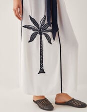 Nyla Embroidered Tie Maxi Dress, White (WHITE), large