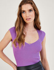 Rib Cap Sleeve Top with LENZING™ ECOVERO™ , VIOLET, large