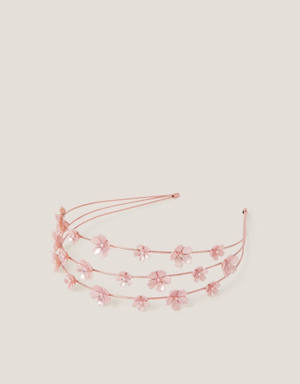 Flower Pearl Wire Headband, Pink (PINK), large