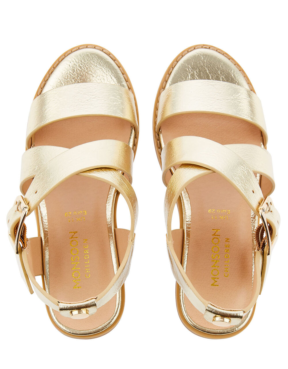 Metallic Strap Heeled Sandals Gold Girls' Sandals Monsoon UK.