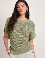 Sia Short Sleeve Jumper, Green (KHAKI), large