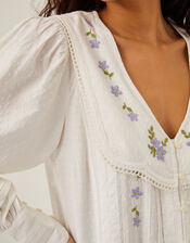 Matilda Floral Embroidered Blouse, Ivory (IVORY), large
