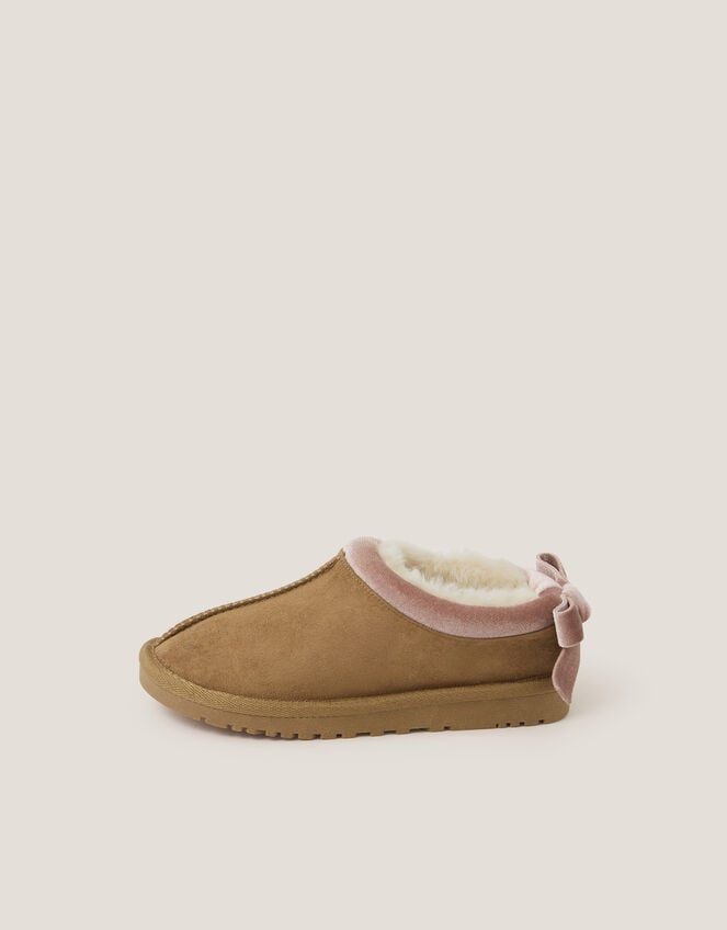 Bow Clog Slippers, Tan (TAN), large