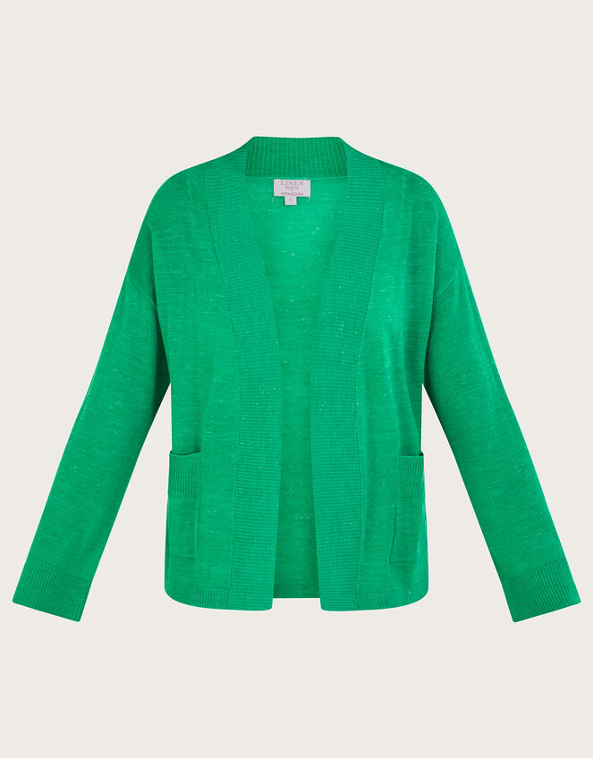 Pocket Cardigan in Linen Blend, Green (GREEN), large