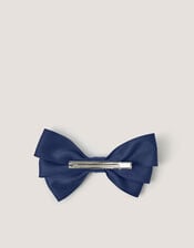 School Bow Hair Clip, Blue (NAVY), large