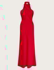 Jodie Halter Satin Maxi Dress, Red (RED), large