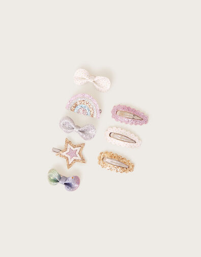 Novelty Glitter Hair Clips 8 Pack, , large