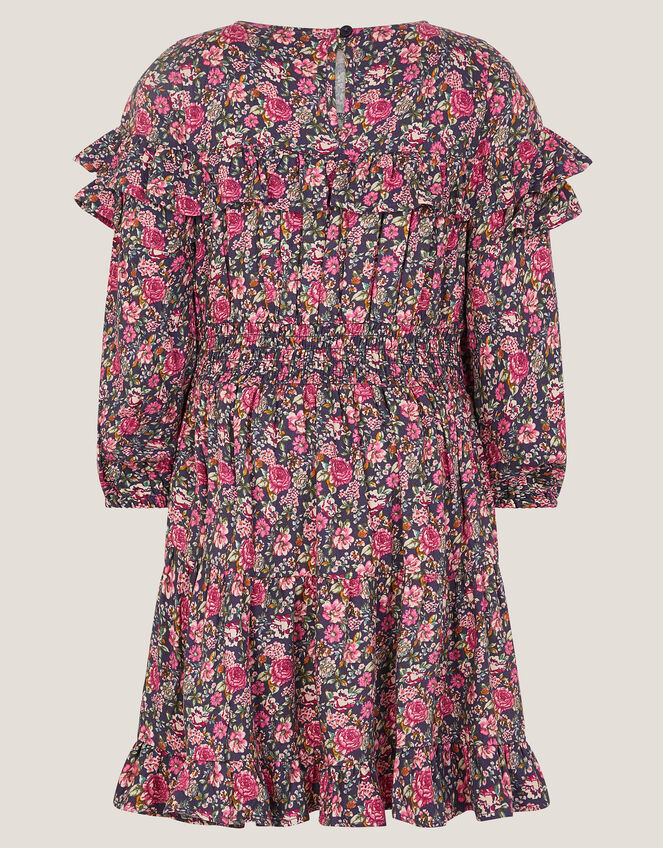 Ditsy Floral Ruffle Dress, Blue (NAVY), large