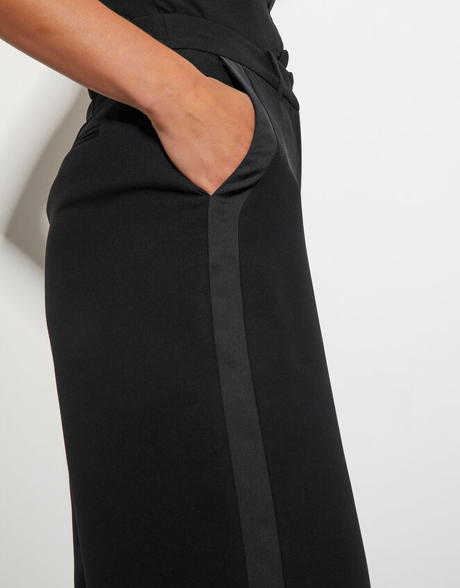 Ava Tuxedo Wide Leg Trousers, Black (BLACK), large