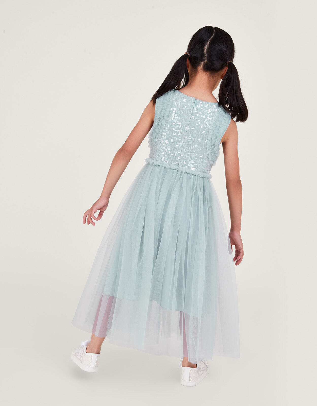 Carisa ruffle dress online in pastel blue