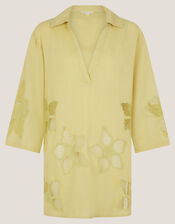 Joanna Cutwork Beach Shirt, Green (SAGE), large