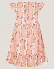 Frilly Floral Stripe Print Dress, Pink (PINK), large