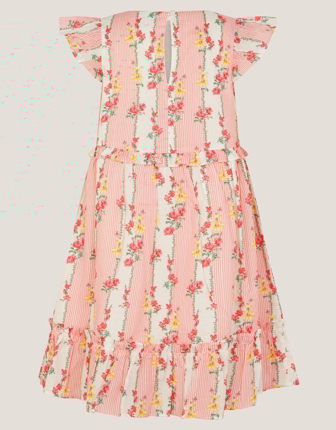 Frilly Floral Stripe Print Dress, Pink (PINK), large