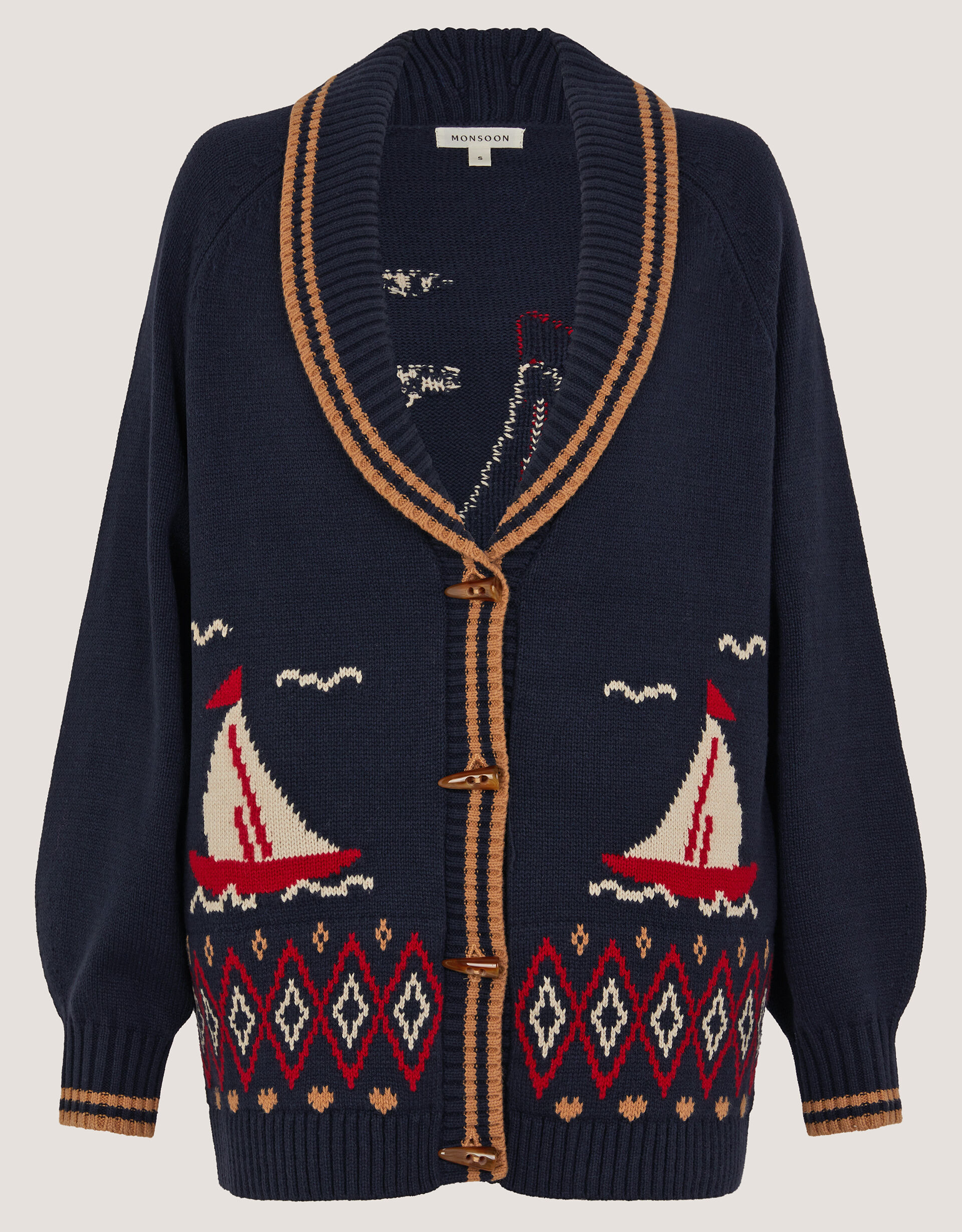 Sapna Intarsia Sailor Cardigan Blue | Cardigans | Monsoon UK.