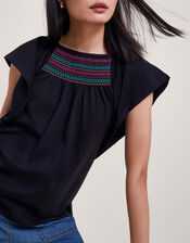 Cleo Stitch Top, Black (BLACK), large