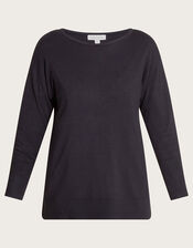 Slash Zip Detail Jumper with LENZING™ ECOVERO™ , Black (BLACK), large