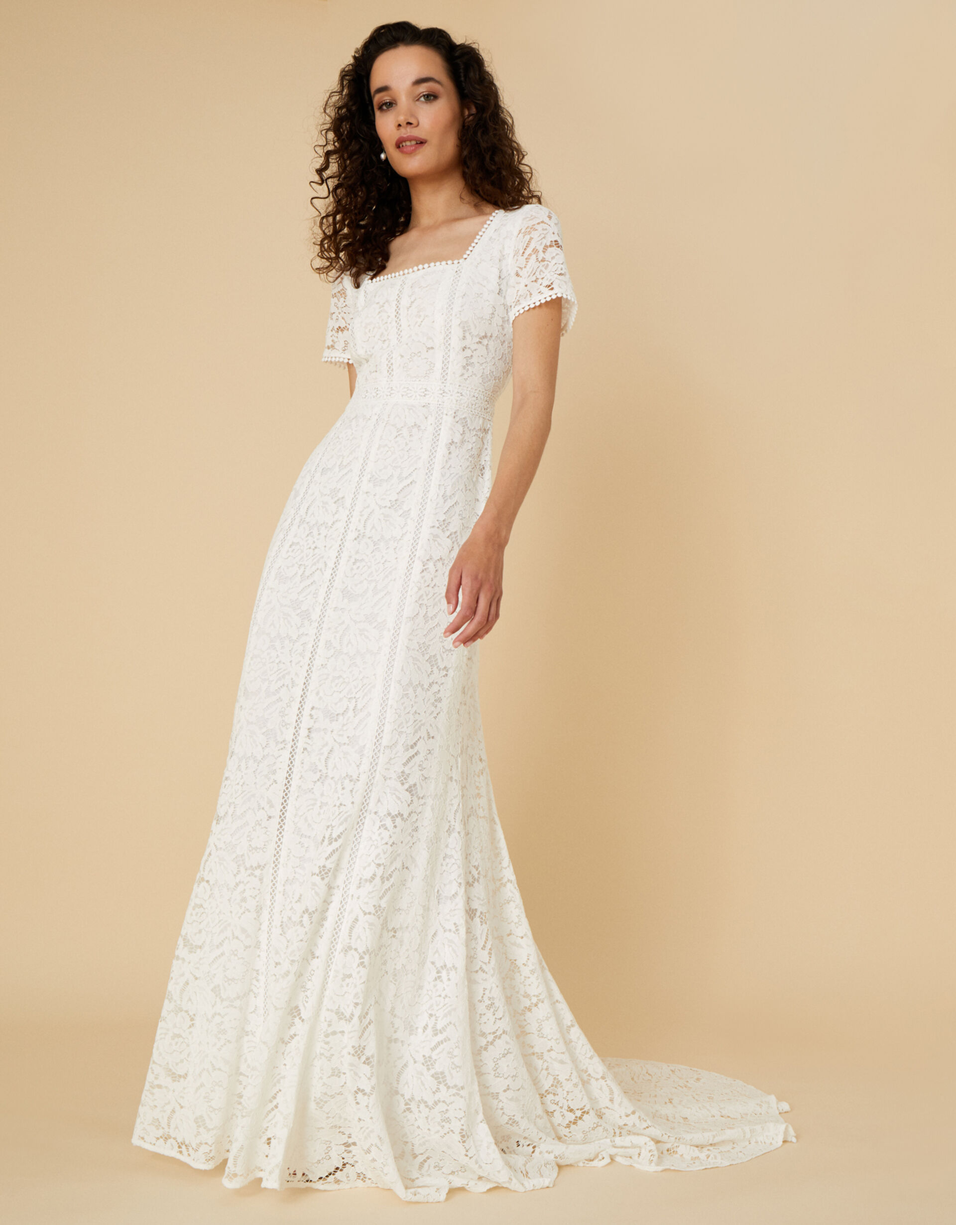 Kim Square Neck Lace Bridal Dress Ivory | Wedding Dresses | Monsoon UK. Kim Square Neck Lace Bridal Dress Ivory | Wedding Dresses | Monsoon UK.