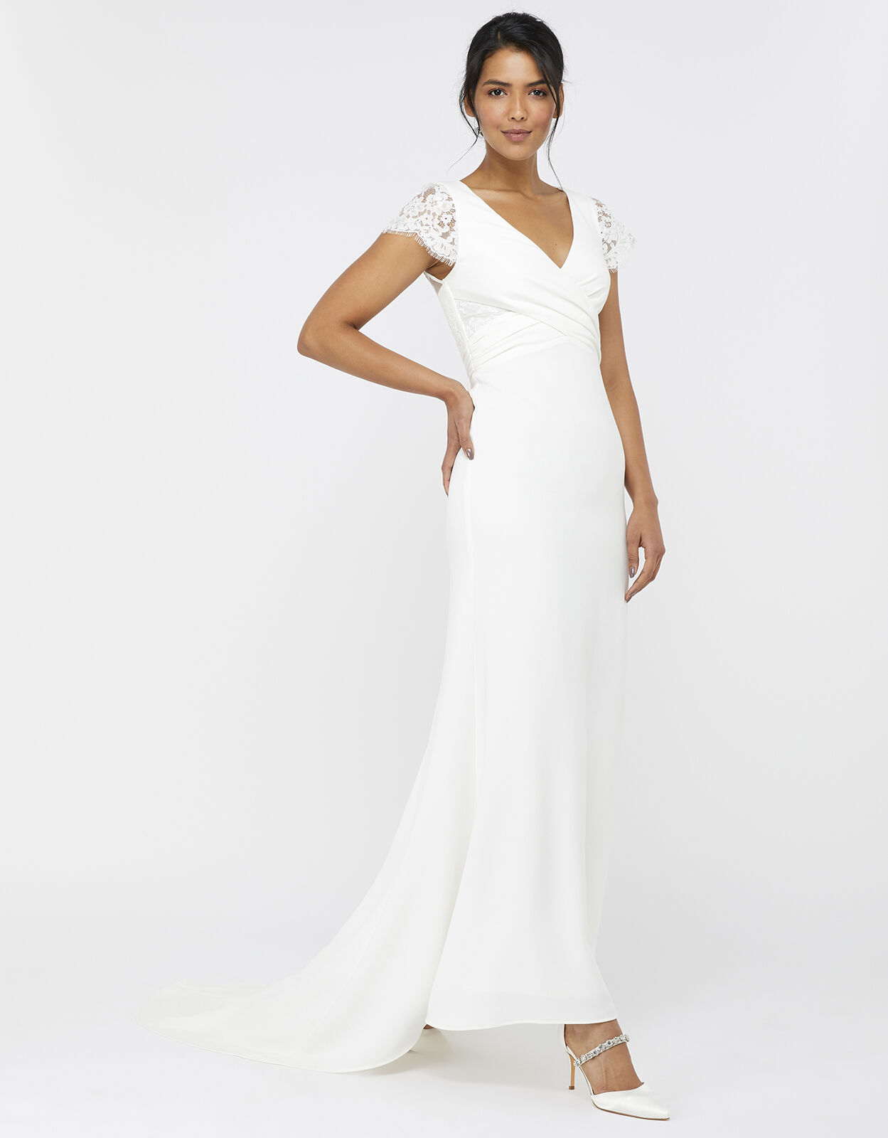 Leonora Bridal Crepe Lace Maxi Dress Ivory Wedding Dresses