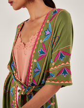 Embroidered Kimono in LENZING™ ECOVERO™, Green (GREEN), large
