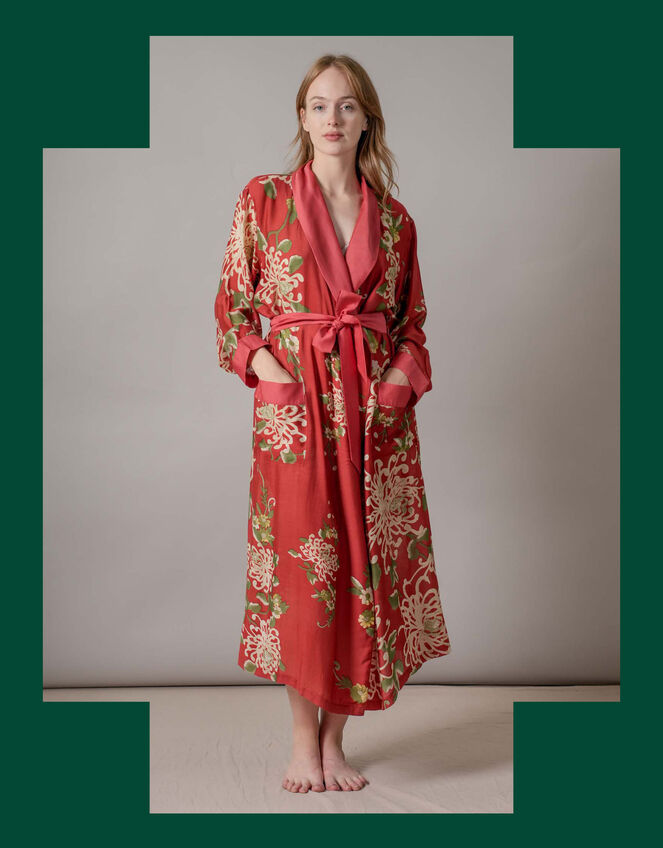 One Hundred Stars Chrysanthemum Print Robe, , large