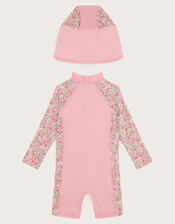 Baby Bunny UPF 50+ Long Sleeve Swimsuit and Sun Hat Set, Pink (PINK), large