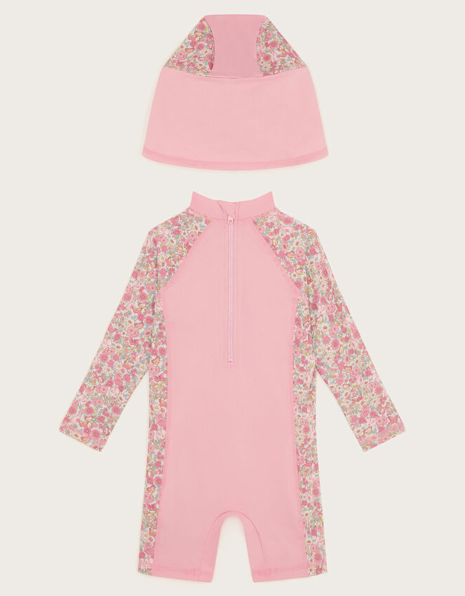 Baby Bunny UPF 50+ Long Sleeve Swimsuit and Sun Hat Set, Pink (PINK), large