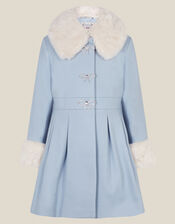 Isabella Faux Fur Collar Coat, Blue (BLUE), large